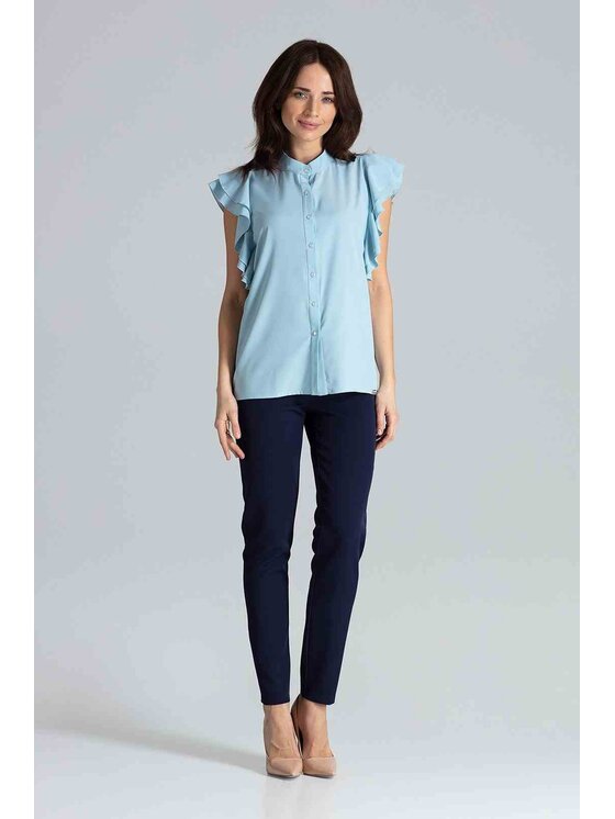 Lenitif Lenitif Bluzka K482 Niebieski Regular Fit