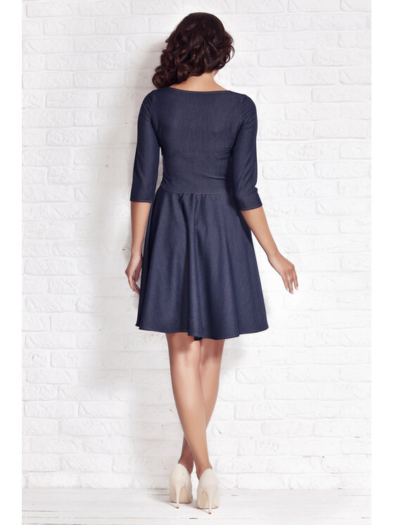 Awama Awama Sukienka codzienna A076 Granatowy Basic Fit