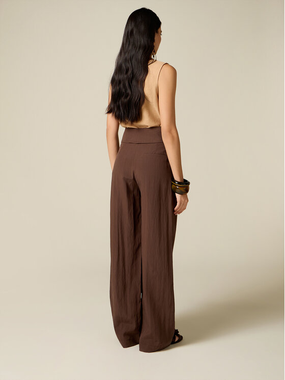 Oltre Oltre Spodnie materiałowe P063R009624N032 Brązowy Baggy Fit