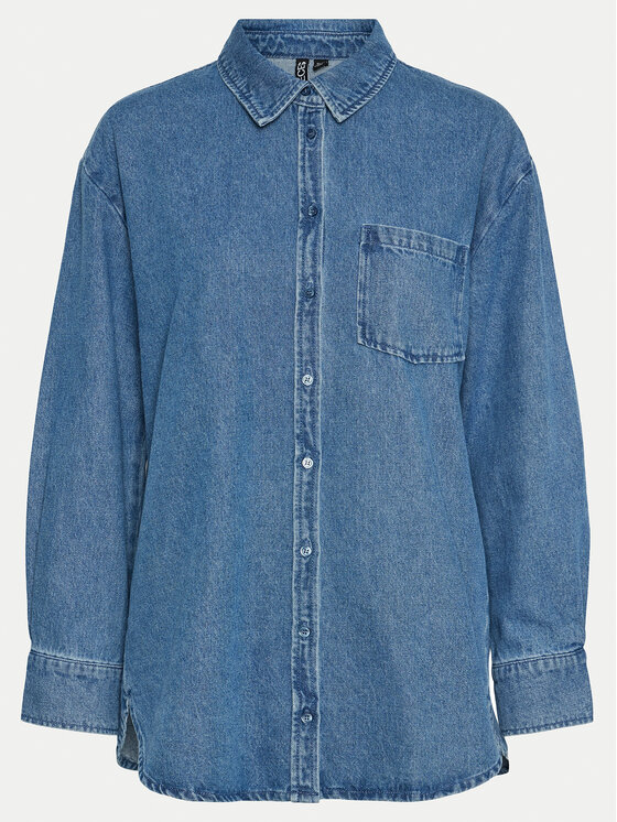 Pieces Pieces Джинсова сорочка 17150991 Голубий Oversize