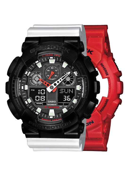 Casio Casio Zegarek SET GA-100B-4AER + BEZEL 10523429 + PASEK 10347710 Biały
