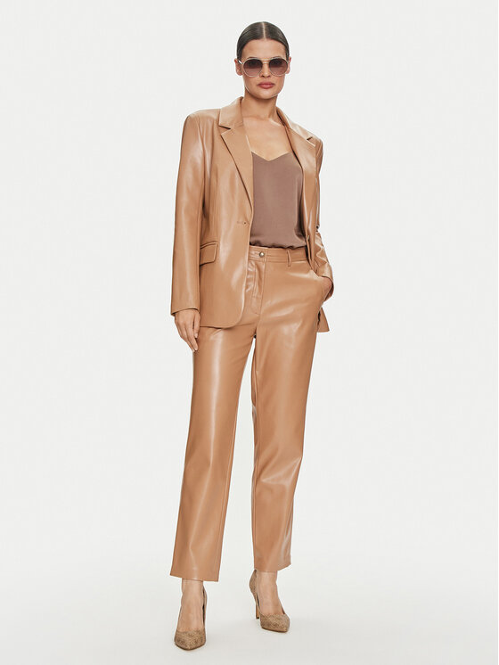 Guess Guess Tehisnahast püksid Lia W4YB18 WF8Q0 Beež Regular Fit