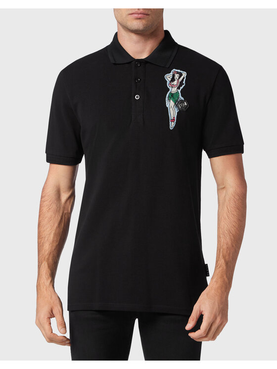 PHILIPP PLEIN PHILIPP PLEIN Polokošeľa 4077 Čierna Slim Fit