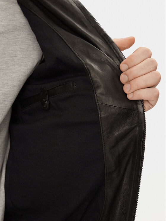 Aeronautica Militare Aeronautica Militare Μπουφάν δερμάτινο 241PN5040PL147 Μαύρο Regular Fit