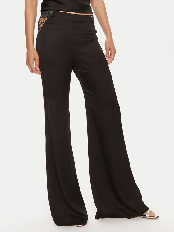 ROTATE Bavlnené nohavice Malou 112538100 Čierna Slim Fit