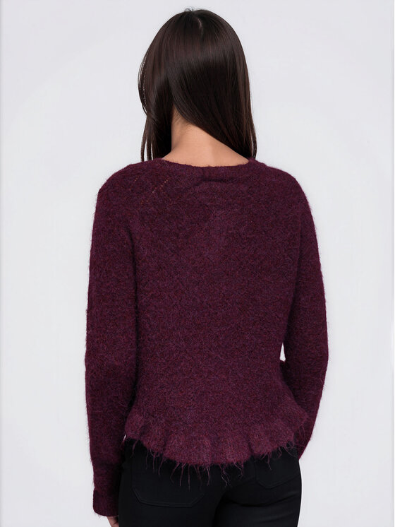 Ombre Ombre Sweter OW-SW-E0010 Bordowy Regular Fit