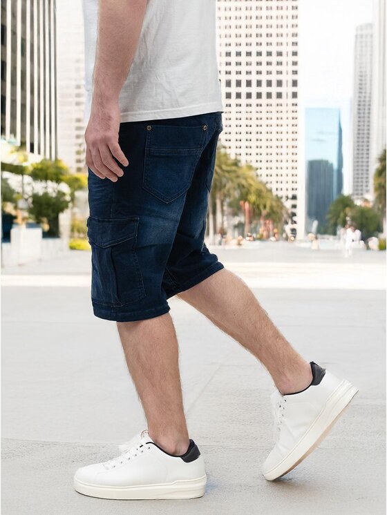 MyStars MyStars Szorty jeansowe Krótkie Spodenki Jeansowe Bojówki Męskie Granatowe MyStars Mustache Cargo 31 Granatowy Regular Fit