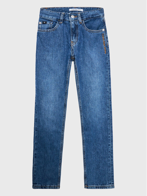 Calvin Klein Jeans Дънки Regular Straight Auth Wint Embro IB0IB01590 Син Regular Fit