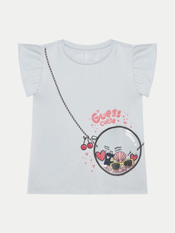 Guess Guess Tricou K5GI05 K6YW4 Albastru celest Regular Fit
