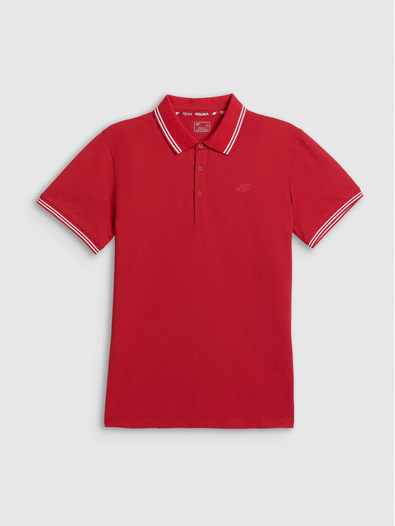4F 4F Polo STREFA KIBICA Czerwony Regular Fit