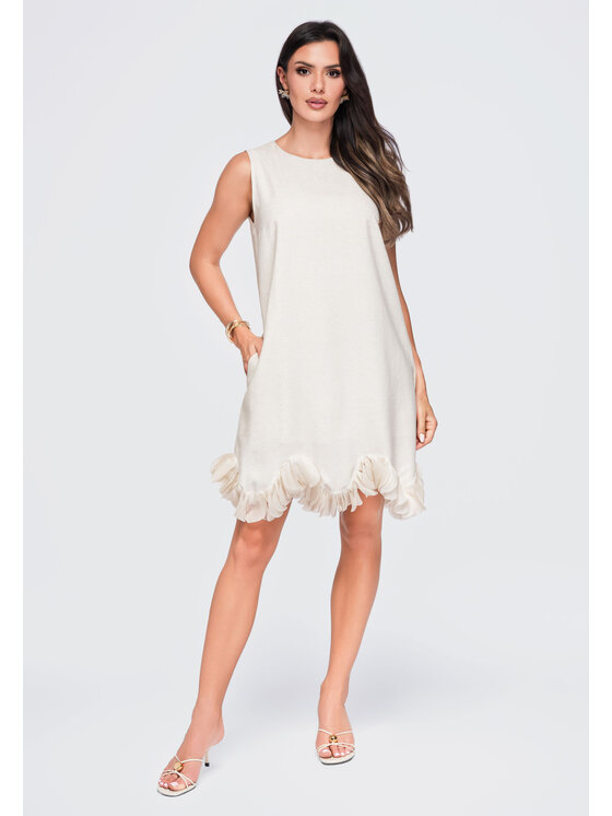 Ombre Ombre Sukienka wieczorowa LA-OM-DLR433 Beżowy Loose Fit
