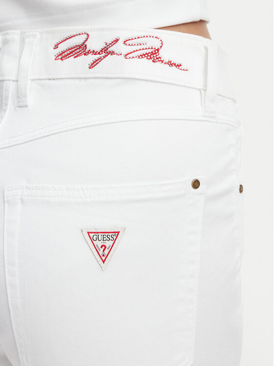 Guess Guess Pantaloni capri W6YB40 W5139 Bianco Slim Fit