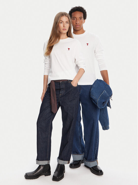 AMI PARIS AMI PARIS Longsleeve BFUTS235.724 Alb Regular Fit