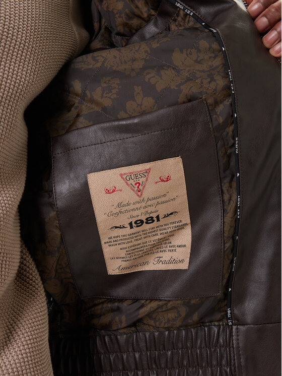 Guess Guess Μπουφάν από απομίμηση δέρματος M6RL0A WJ260 Καφέ Regular Fit