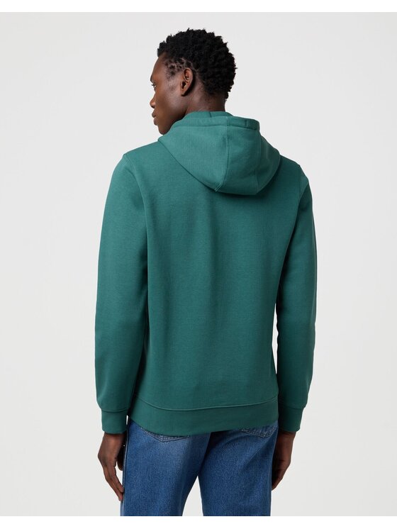 Wrangler Wrangler Bluza SIGN OFF HOODIE Zielony Regular Fit