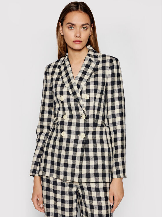 Tory Burch Bleizers Linen Gingham Blazer 79846 Daudzkrāsains Regular Fit