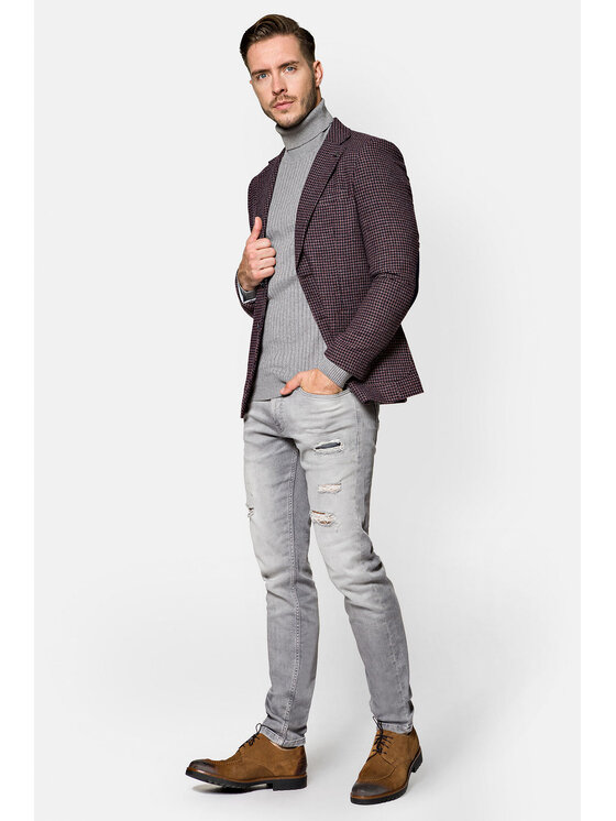 Lancerto Lancerto Marynarka Roskilde Bordowy Slim Fit