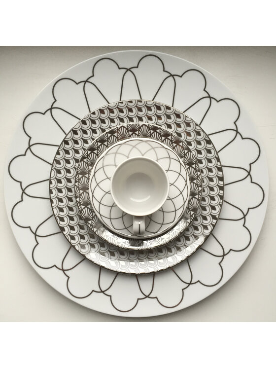 VOLA VOLA Zestaw Zestaw 2 talerzy First Platin 21 cm 001 Srebrny
