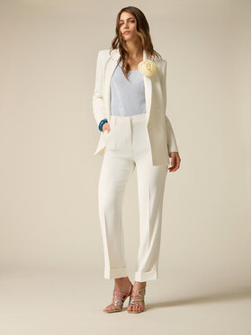 Oltre Oltre Spodnie materiałowe P003R008871N021 Biały Regular Fit
