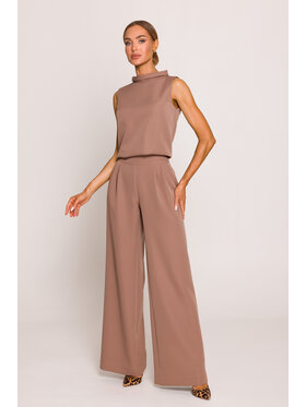 Made of Emotion Made of Emotion Kombinezon M382 Brązowy Wide Leg