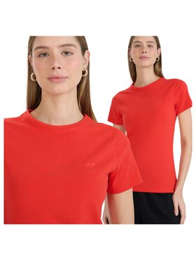 4F 4F Tričko 4FWMM00TTSHF2255-62S Červená Slim Fit