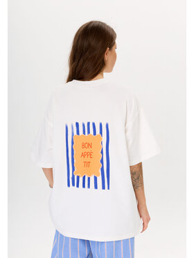 Mirons Mirons T-Shirt Print Biały Oversize