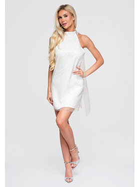 Ombre Ombre Sukienka wieczorowa LA-OM-DLR395 Biały Authentic Straight Fit