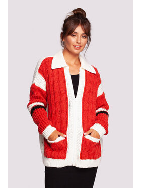 BeWear BeWear Sweter BK094 Czerwony Modern Fit