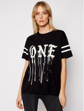 One Teaspoon One Teaspoon Majica Sports Stripe Tee 23899 Črna Boyfriend Fit