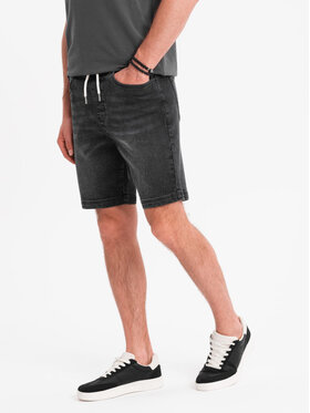 Ombre Ombre Szorty jeansowe OM-SRDS-0192 Czarny Regular Fit
