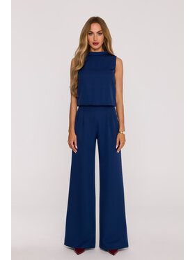 Made of Emotion Made of Emotion Kombinezon M382 Granatowy Wide Leg