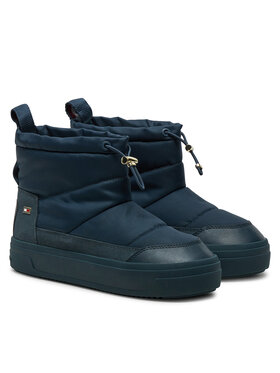 Tommy Hilfiger Škornji Za Sneg Flag Nylon Mini Snowboot FW0FW08334 Mornarsko Modra