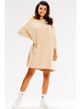 Awama Awama Sweter A618 Beżowy Basic Fit
