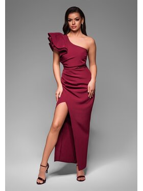 Ombre Ombre Sukienka wieczorowa LA-OM-DLR036 Bordowy Regular Fit