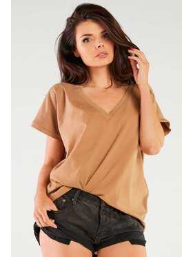 Infinite You Infinite You Bluzka M267 Beżowy Basic Fit
