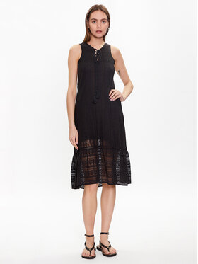 Iconique Iconique Плетена рокля IC23-119 Черен Regular Fit