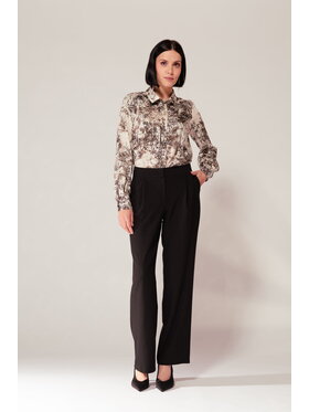 EMOI EMOI Spodnie materiałowe Eleganckie szerokie Czarny Feminine Fit