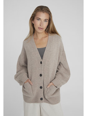 Style Republic Style Republic Kardigan Mieszanka wełny i kaszmiru Brązowy jasny Oversize