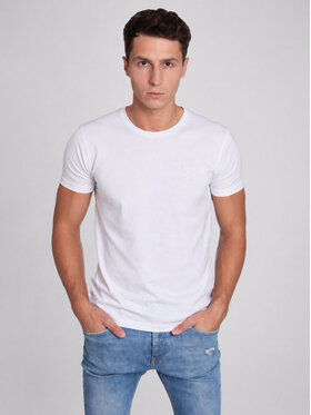 VILLARO VILLARO T-Shirt TSH001 Biały Slim Fit