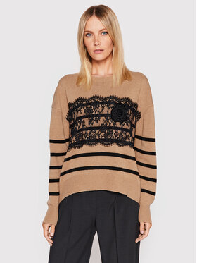Ermanno Firenze Ermanno Firenze Пуловер M026EH8 Кафяв Regular Fit