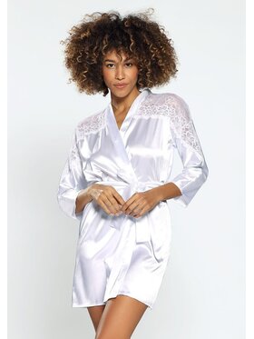 DKaren Lingerie DKaren Lingerie Szlafrok Alexandra Biały Classic Fit