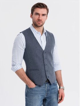 Ombre Ombre Kamizelka garniturowa OM-BLZV-0147 Granatowy Slim Fit