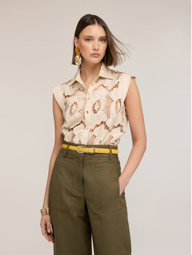 Motivi Motivi Camicia 5019Q000922N0R2 Crema Regular Fit