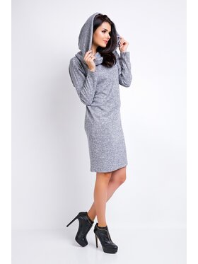 Awama Awama Úpletové šaty A161 Šedá Basic Fit