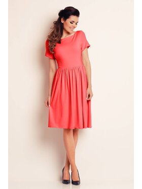 Awama Awama Sukienka letnia A141 Koralowy Basic Fit