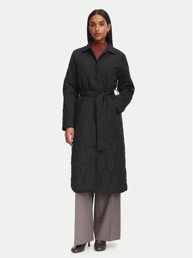 Simple Simple Демісезонний плащ 62KUDP102 Чорний Regular Fit