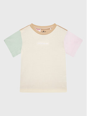 adidas adidas T-Shirt Colorblock HK9812 Beige Regular Fit