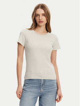 Pieces Pieces Тишърт May 17154483 Сив Slim Fit