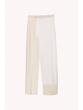 Epuzer Epuzer Pantaloni di tessuto Fringed wool Crema Loose Leg