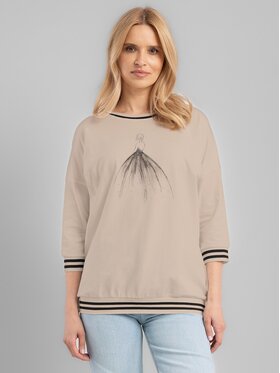 Perso Perso Bluzka TLE240234F Beżowy Regular Fit